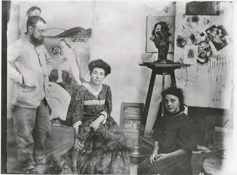 马蒂斯与妻子艾米莉和女儿玛格丽特在科利乌尔的工作室